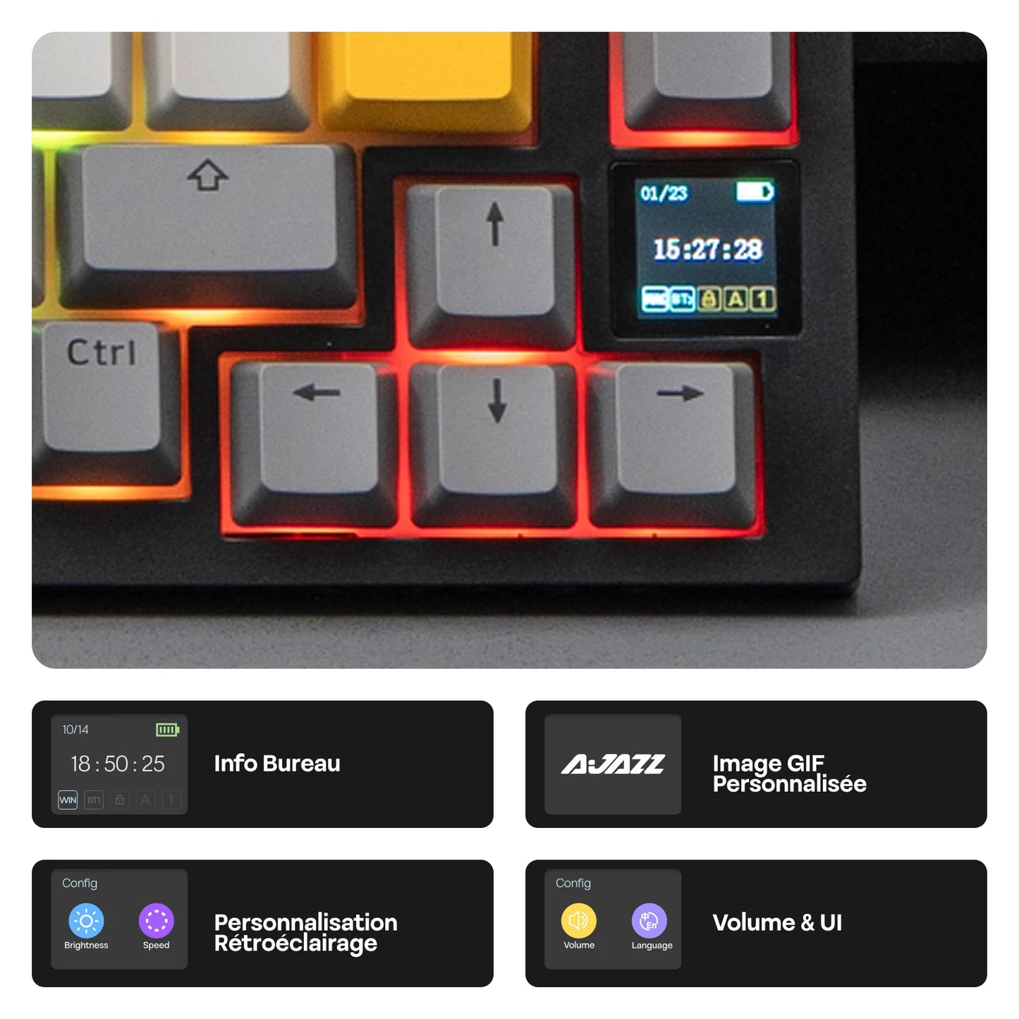 ISO-FR Layout EPOMAKER X AJAZZ AK820 PRO 75% AZERTY French Hot-Swap Wired/BT/2.4GHz Wireless Mechanical Keyboard for Win/Mac/PC