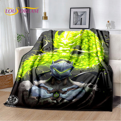 Overwatch Game Gamer DVA Reaper mekana plišana deka, flanelska deka za dnevni boravak, spavaću sobu, krevet, kauč, piknik, djecu, 3D