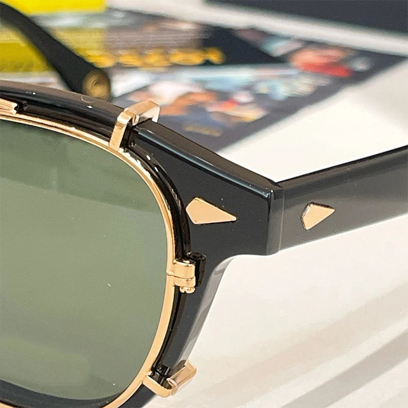 Acetate Round Classical Sunglasses for Men and Women High Quality Brand Designer UV400 Outdoor Luxury Retro Eyeglasses