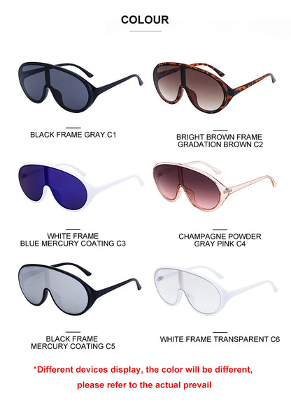 Trendy Oversized One Piece Sunglasses Women Men 2026 Luxury Brand Designer Sun Glasses Fashion Shield Shades Big Frame Eyewear