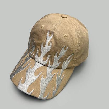 Niche Hip Hop Letter Flame Flag Baseball Hats New Unisex Sunshade Personal Versatile Color Block Fashion Retro ins Peaked Caps