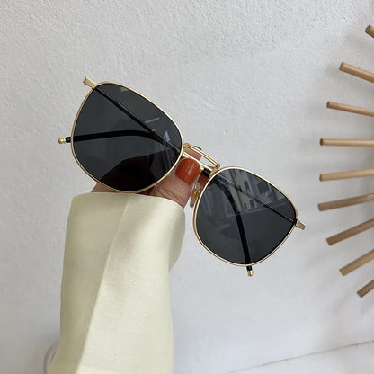 Fashion Metal Square Sunglasses Women Men Stylish Round Sun Glasses Ladies Retro Black Driving Shades UV400