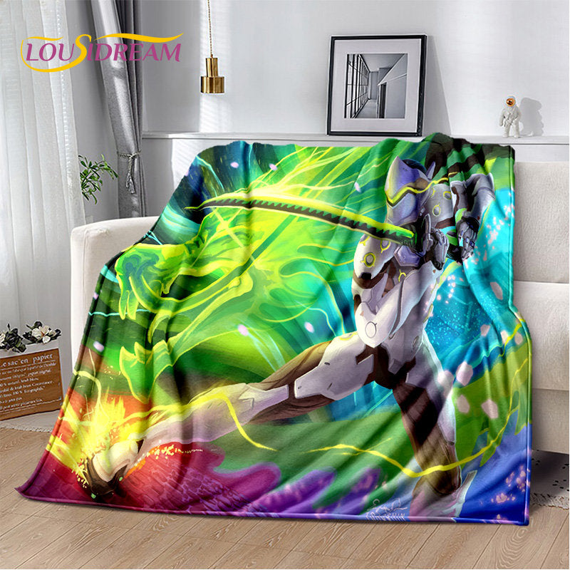 Overwatch Game Gamer DVA Reaper mekana plišana deka, flanelska deka za dnevni boravak, spavaću sobu, krevet, kauč, piknik, djecu, 3D