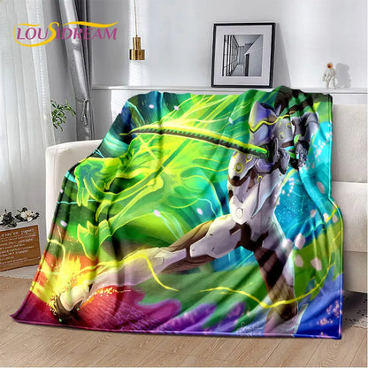 Overwatch Game Gamer DVA Reaper mekana plišana deka, flanelska deka za dnevni boravak, spavaću sobu, krevet, kauč, piknik, djecu, 3D