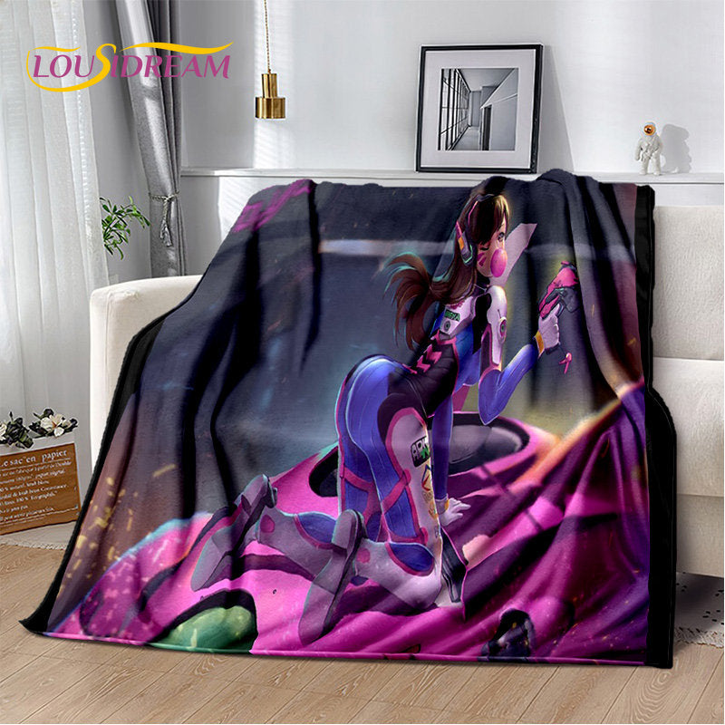 Overwatch Game Gamer DVA Reaper mekana plišana deka, flanelska deka za dnevni boravak, spavaću sobu, krevet, kauč, piknik, djecu, 3D