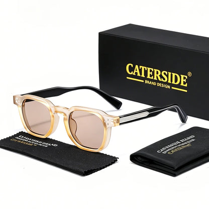 CATERSIDE New Vintage Men's Sunglasses High-Quality Square Sun Glasses Women's Outdoor Travel Beach Summer Fashion Glasses Uv400
