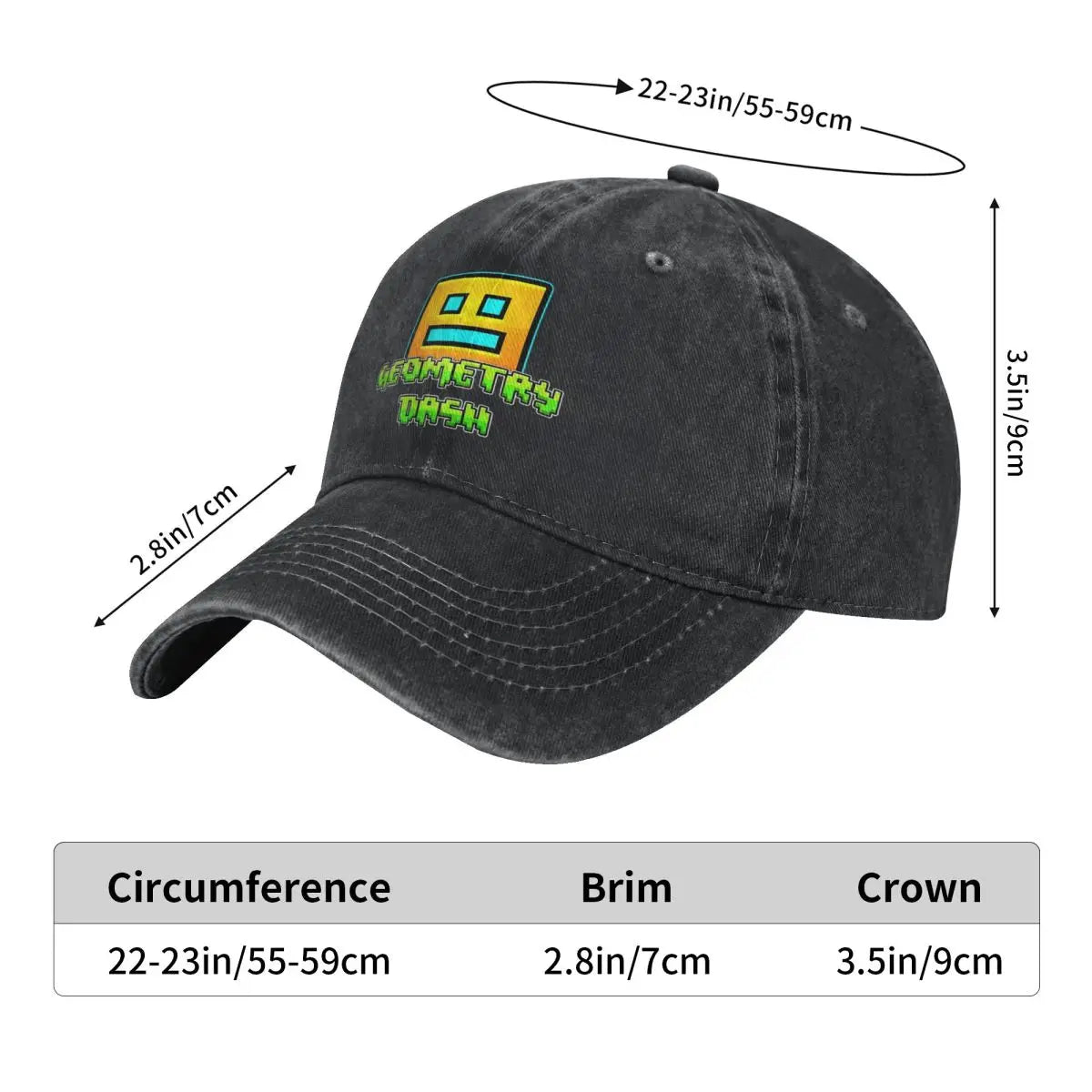 Geometric Dash App Fun Games Men Women Baseball Cap Geometry Dash Distressed Denim Washed Caps Hat Adjustable Fit Snapback Hat