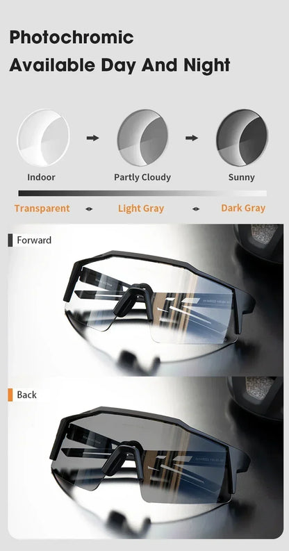 KAPVOE Photochromic Cycling Sunglasses for Men Glasses Fashion Mountain Bicycle Road Speed Cool Goggles Sports MTB Bike Eyewear