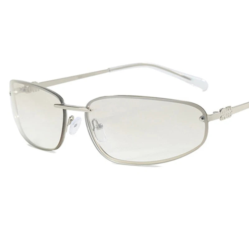 Oval Frameless Y2K Luxury Sunglasses Brand Design High-end Styling Punk Sunglasses Outdoor Retro Personality Sunglasses Women