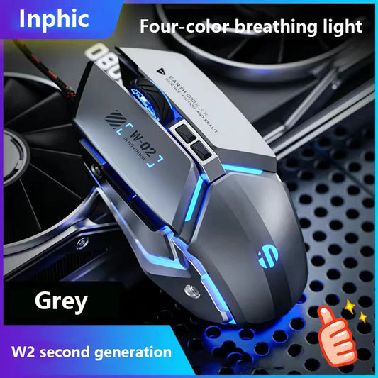 Inphic W2 2. generacije USB žična gaming miška s tihim klikom, kovinskim slogom, 6 tipkami za makro programiranje in 8800DPI