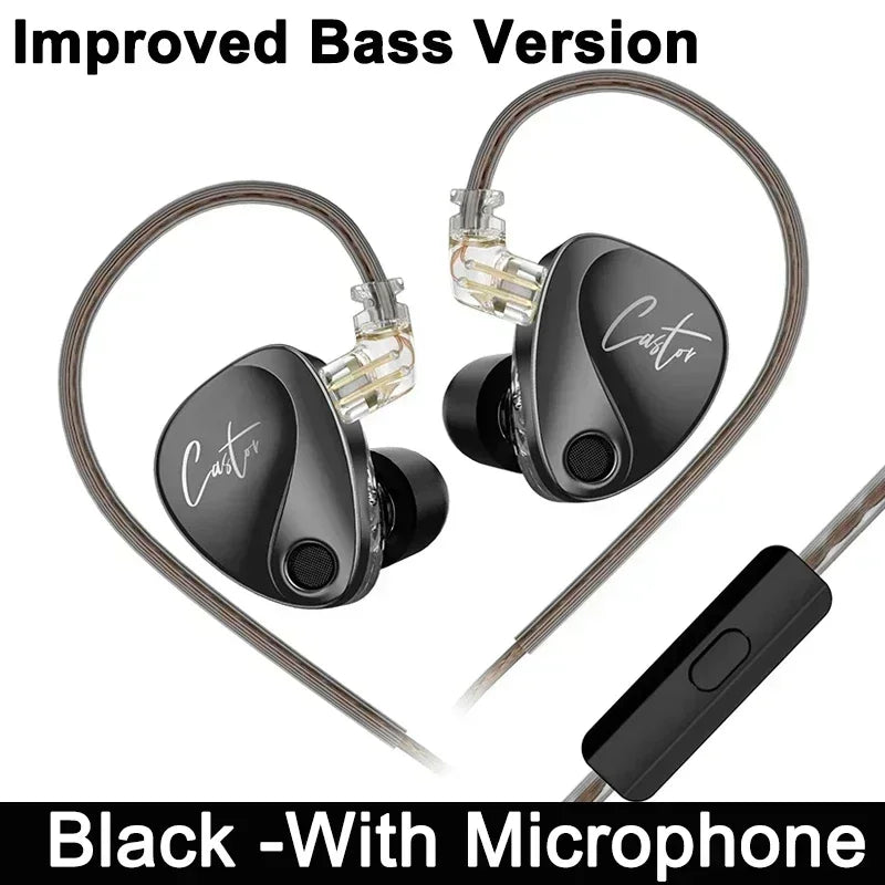 KZ Castor Wired Earbuds HiFi Bass Earphones with Dual Dynamic Drivers, Tunable Balanced Armature In-Ear Headphones, High Resolution Audio Earbuds