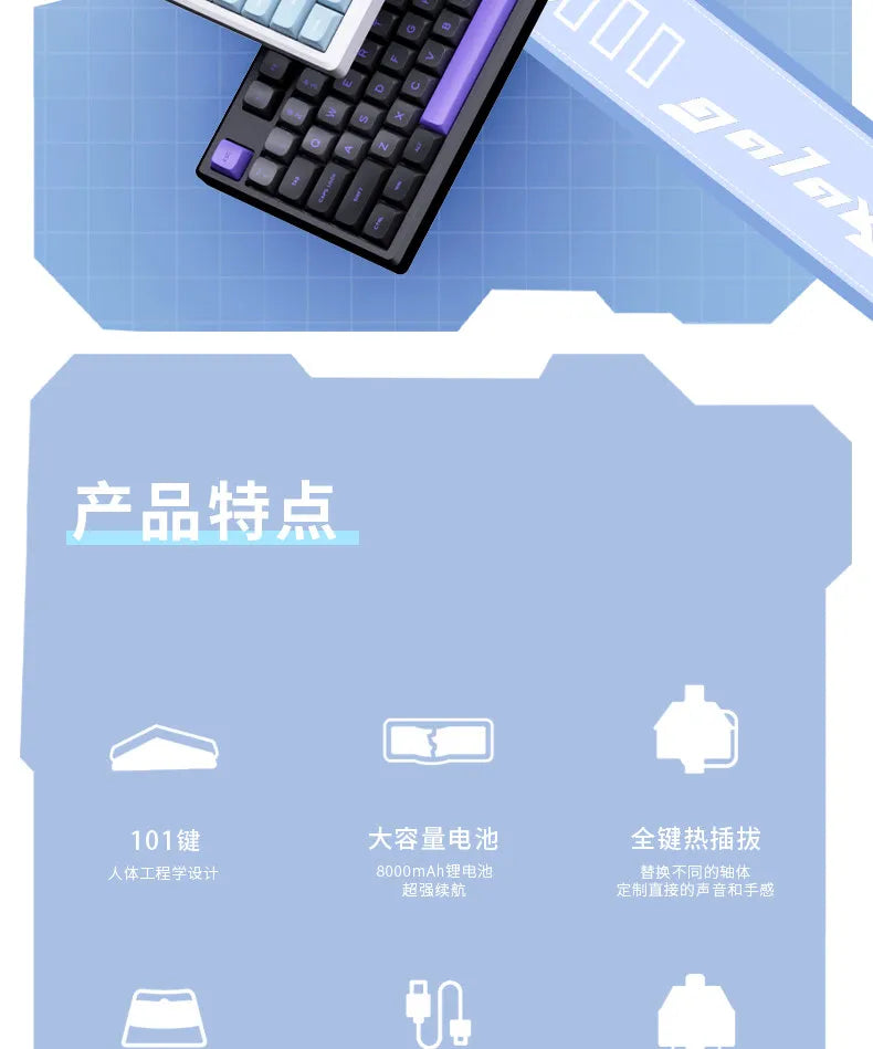 VTER Galaxy100 Full Aluminum Mechanical Keyboard Tri-mode Bluetooth 2.4G Gasket Mount Hot-Swap RGB Gaming Keyboard for PC Mac