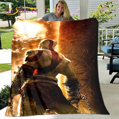 Game God of War Gamers Soft Plush Blanket,Flannel Blanket Throw Blanket for Living Room Bedroom Bed Sofa Picnic Cover Bettdecke
