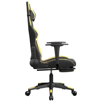 Gaming Chair with Footrest Black & Gold, Reclining Ergonomic Gaming Chair, 360° Swivel Leather Gaming Chair with Adjustable Height and Footrest