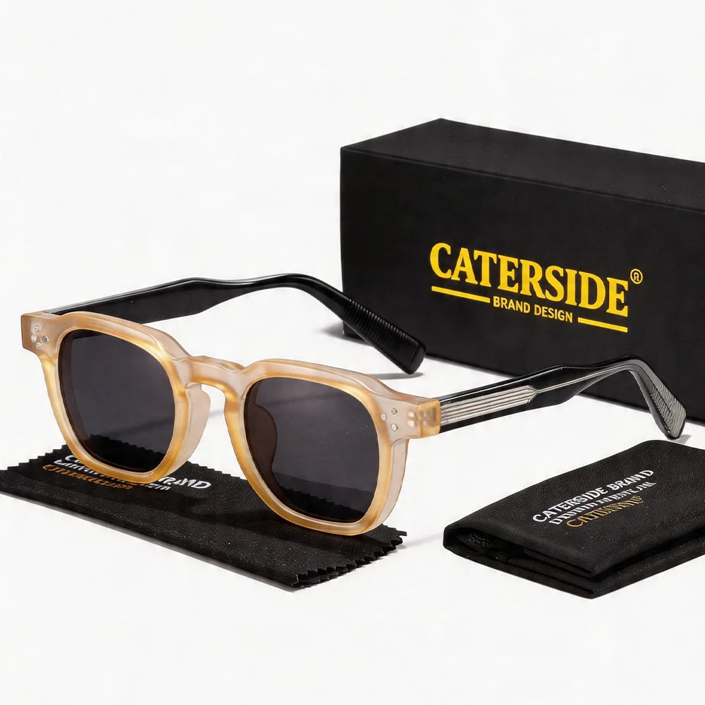 CATERSIDE New Vintage Men's Sunglasses High-Quality Square Sun Glasses Women's Outdoor Travel Beach Summer Fashion Glasses Uv400