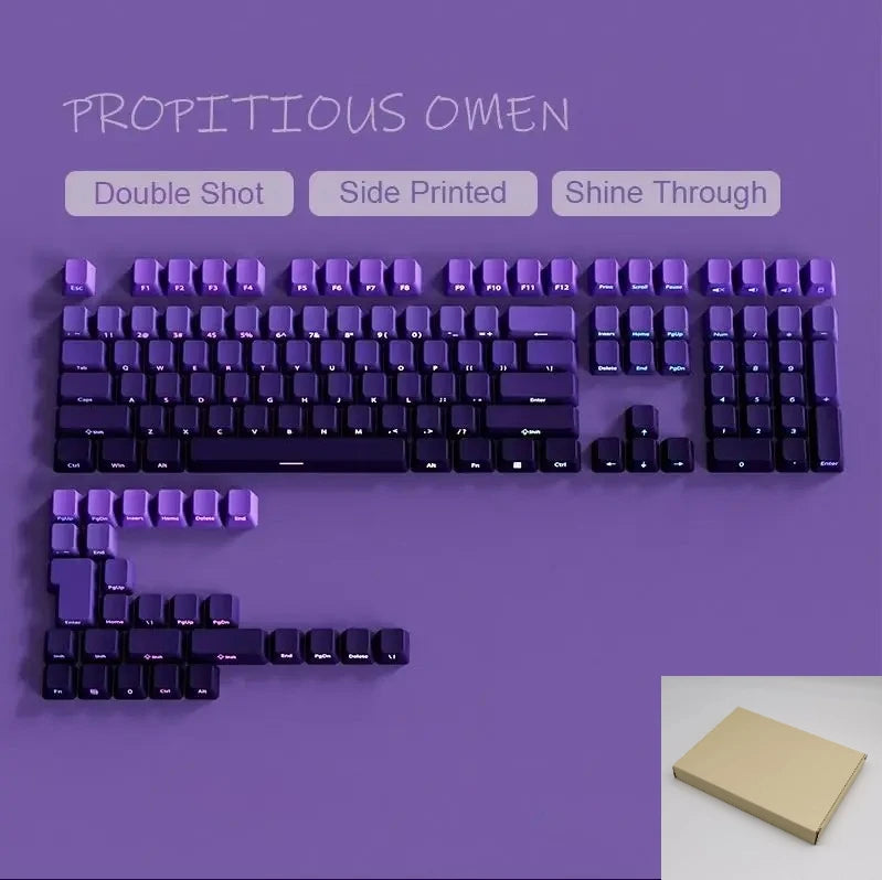 New 133 Key Gradient Gray PBT Double Shot Keycap Side Print Shine Through Backlit Keycaps For Cherry Gamer Mechanical Keyboard