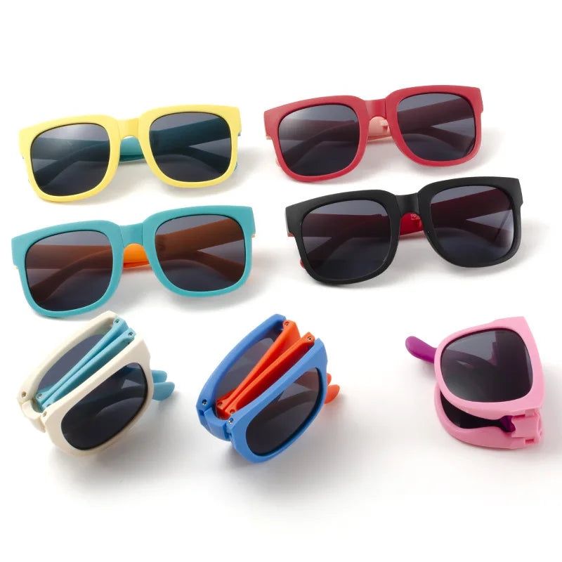 Fashion Kids Folding Sunglassess New Ultralight Candy Color Children Sun Glasses Portable Square Frame Eyewear for Girls Boy