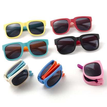 Fashion Kids Folding Sunglassess New Ultralight Candy Color Children Sun Glasses Portable Square Frame Eyewear for Girls Boy