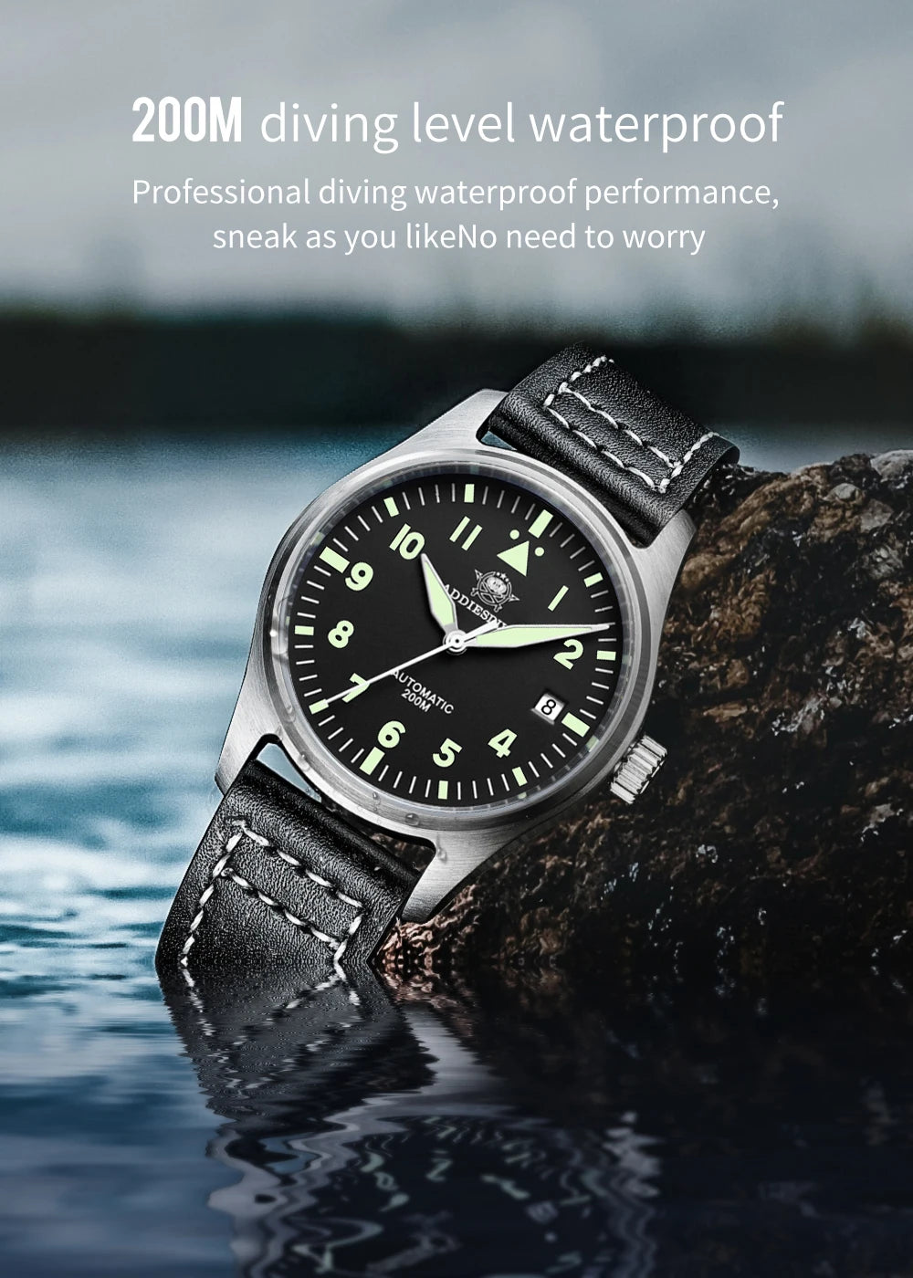 ADDIESDIVE Watches For Men C3 Super Luminous 200m Waterproof  Japan 8215 316L Stainless Reloj Hombre Automatic Mechanical Watch