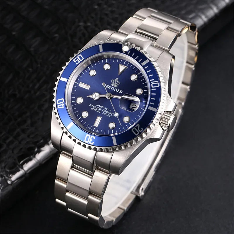 Reginald Watches Rotatable Bezel GMT Sapphire Glass Date Stainless Steel Watch Men Sports Watches relogio masculino reloj hombre