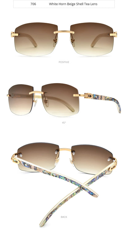 HEPIDEM Buffalo Horn Glasses Men Famous Brand Design Rimless Sunglasses Women Luxury Eyewear Horn-Rim Frameless Buffs Eyeglasses