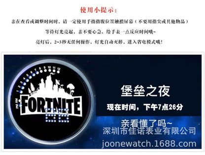 Fortnite часовник със сладък моден Cartoon дизайн, персонализиран Kawaii LED сензорен нощен часовник, ученически електронен часовник, подарък за приятели