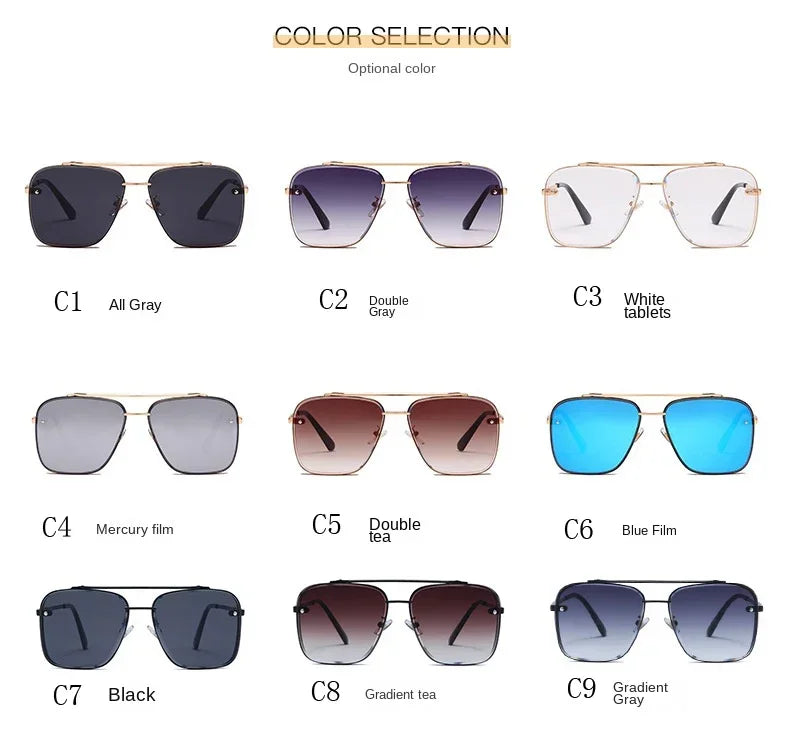 New Metal Square Gradient Sunglasses Fashionable Men Women Luxury Sunglasses Outdoor Sports Driving Fishing Goggles UV400
