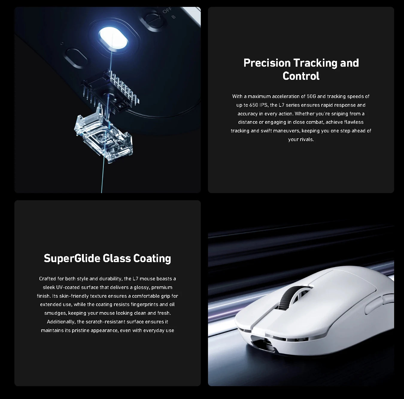 Official MCHOSE L7 Pro Wireless Gaming Mouse PAW3395 E-Sport Sensor Optical Switch TOPSPEED 8K Polling Rate 39g 250mAh Mice