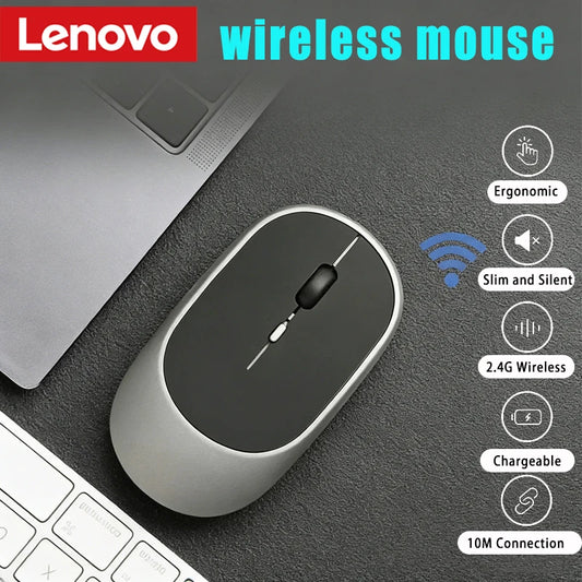 Mysz bezprzewodowa Lenovo USB, ładowalna, ergonomiczna, regulowane DPI, cicha, biurowa, 2.4G Bluetooth, optyczna, elektryczna mysz do gier i biura