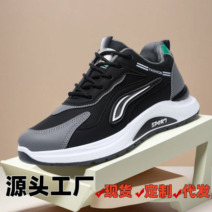 Pantofi sport casual pentru bărbați, stil coreean modern, cu șireturi, confortabili și respirabili, cu talpă groasă, pentru alergare