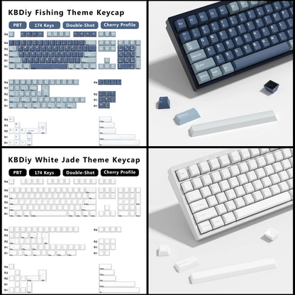 KBDiy GMK WOB Keycap Cherry Profile Double Shot PBT ISO 7u Black and White Keycaps For Mechanical Keyboard Retro Gaming Key Cap