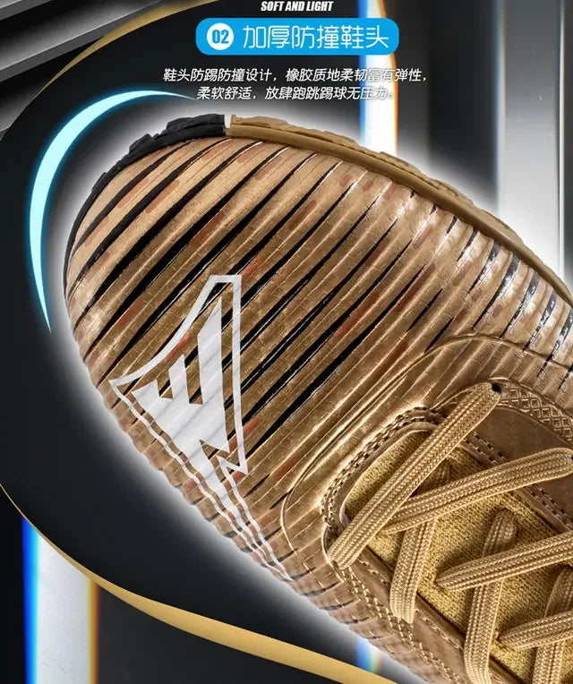 Kids Anti Collision Toe Football Boots Lace Up Closure Short Non Slip Studs Wearproof Breathable Outdoor Grass Game Shoes