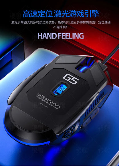 Laser Gaming Mouse for PC Gamer with LED Backlit, Ergonomic Wired USB Mouse, 3200 DPI Computer Gaming Mouse for Laptop & Desktop