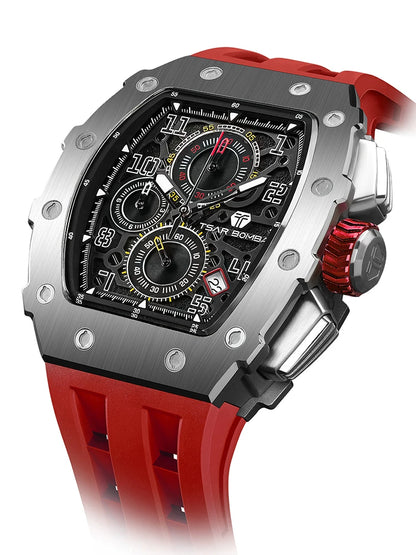 TSAR BOMBA Neue TB8204 Uhr für Herren, Japanisches Quarz-Chronographenwerk, 50M wasserdichte Armbanduhr, modische Sportuhr, luxuriöses Geschenk für Herren