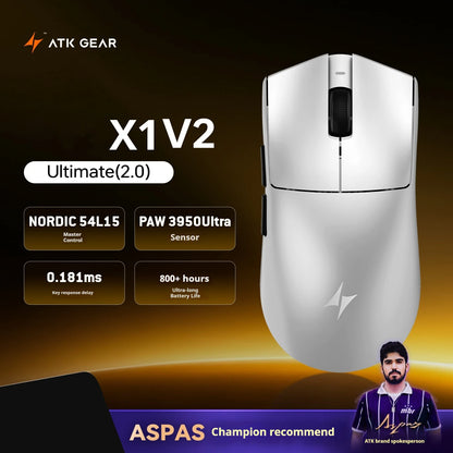 ATK X1 V2 Ultimate 2.0 Mouse Wireless Paw3950 Utrla 54g Lightweight 750ips 0.163ms Low Latency 650ips Gamer New Accessory Gifts