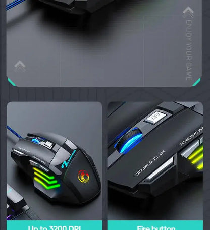 IMICE X7 Optical Gaming Mouse Adjustable DPI Ergonomic Anti Slip Design Colorful Luminuse Suitable for DesktopComputers Laptop