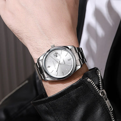 Orologio da polso da uomo CHRONOS – Marchio di lusso, impermeabile, luminescente, con datario, in acciaio inossidabile, con movimento al quarzo.
