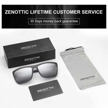 ZENOTTIC Polarized Sunglasses for Men Shades Lightweight TR90 Frame UV400 Protection Square Outdoor Trave Driving Sun Glasses