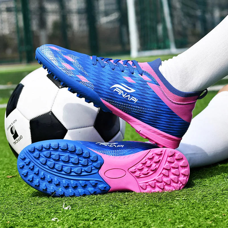 Uudet miesten korkealaatuiset jalkapallokengät, nappulakengät otteluihin, sisäkäyttöön, suosittuihin ulkopeleihin, nurmelle, korkeavartiset futsal-luistamattomat sneakerit