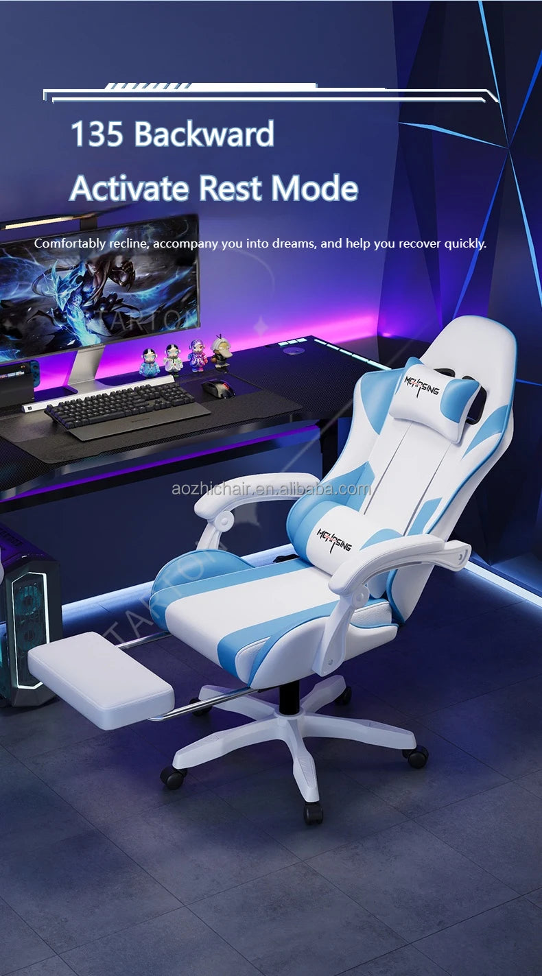 Ergonomiczny, nowoczesny obrotowy fotel gamingowy e-sportowy z kółkami do biura i domu, komputerowy fotel gamingowy w stylu obrotowym
