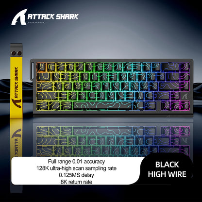 ATTACK SHARK X68HE Esports Magnetic Axis Keyboard 8KHz Return Rate, Total Area 0.01mm, and 0.125ms Rate Class Ultra-Low Latency