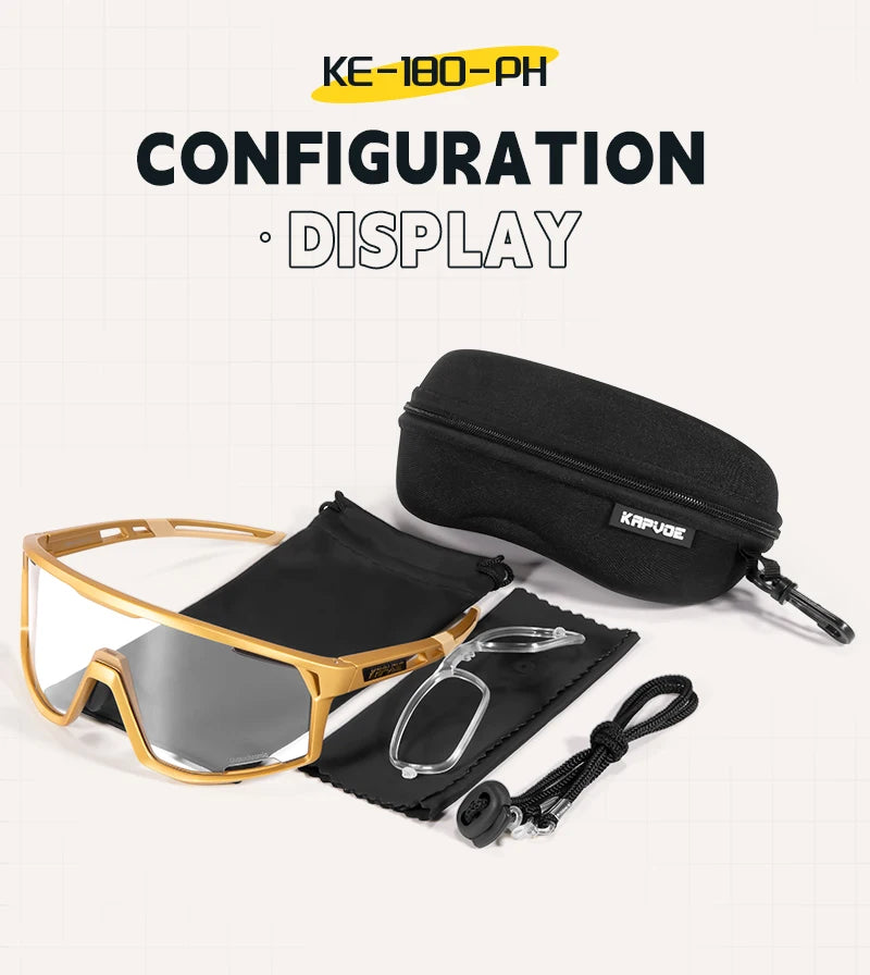 KAPVOE Men Women Road Bike UV400 Goggles Mountain Sports Eyewear Outdoor Photochromic Cycling Sunglasses Bicycle Cycling Glasses