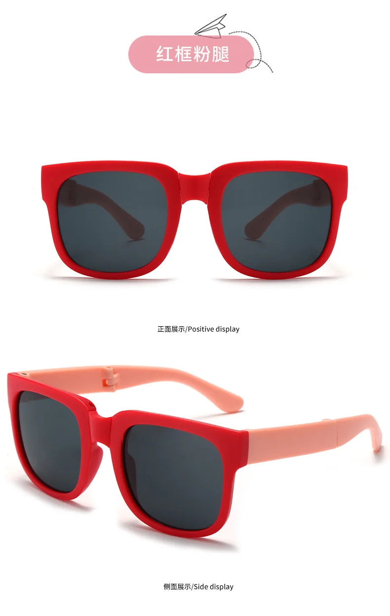 Fashion Kids Folding Sunglassess New Ultralight Candy Color Children Sun Glasses Portable Square Frame Eyewear for Girls Boy