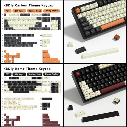KBDiy 174 Keys/Set PBT GMK Apollo Keycap Double Shot Minimalist ISO Cherry Profile for Game Mechanical Keyboard Keycaps for MX
