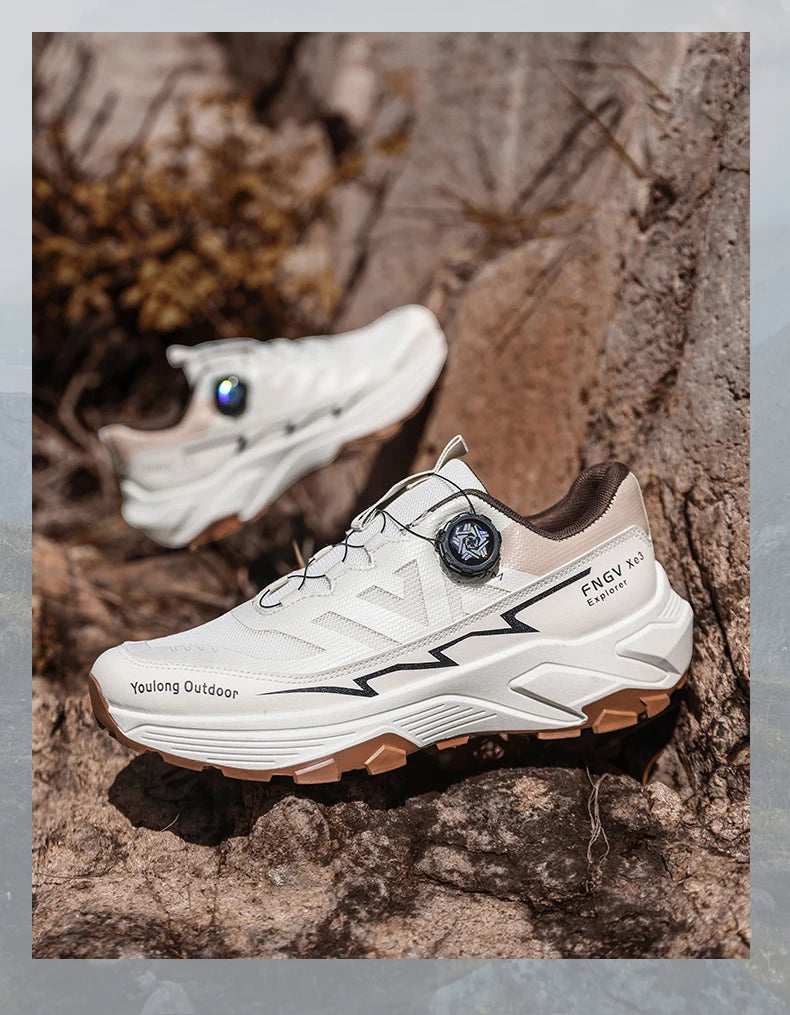 Sneakers til mænd, casual udendørssko, skridsikre, stødabsorberende og alsidige offroad-vandresko med komfortabel, blød sål til løb for mænd