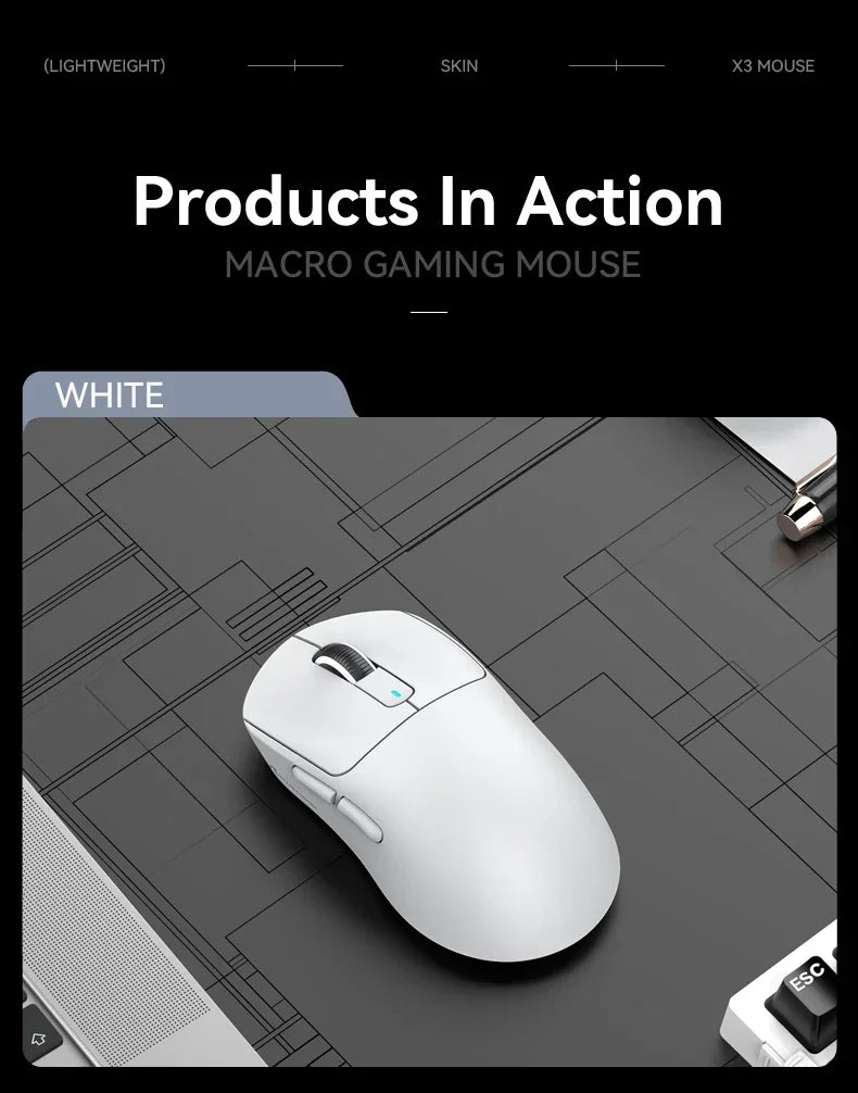 ATTACK SHARK X3 Ultra-Light Wireless Gaming Mouse, Tri-Mode Bluetooth & 2.4G, PAW3395 26000 DPI, 55g Rechargeable Gaming Mouse for PC, Mac, PS & Xbox