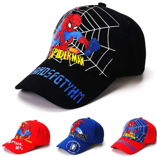 Marvel Anime Figure Spider-Man Cartoon Baseball Cap Cotton Polyester Peaked Cap Boy Girl Headwear Accessories Kids Birthday Gift