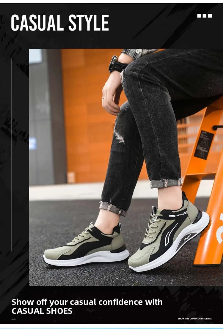 Pantofi sport casual pentru bărbați, stil coreean modern, cu șireturi, confortabili și respirabili, cu talpă groasă, pentru alergare