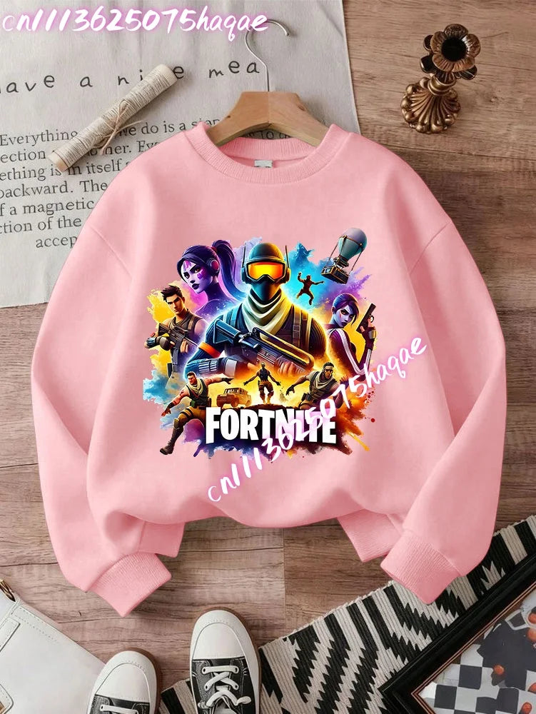 Fortnites Series Kids Sweatshirts Trendy Boys Girl Long Sleeves Pullover Tops Autumn Winter Cartoon Child Clothes Birthday Gifts