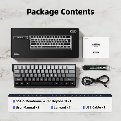 7KEYS 60% Compact Wired Keyboard with RGB Backlighting, Gradient Keycaps, USB Gaming Keyboard for Windows PC, Laptop & Tablet
